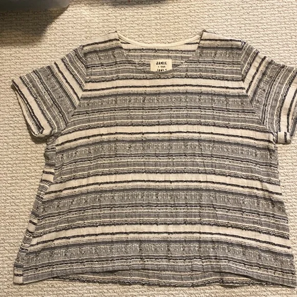 Jamie + the Jones Striped Cotton Crepe Tee Shirt - Picture 4 of 6